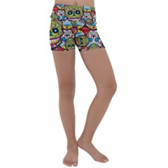 Sugar Skulls Kids  Lightweight Velour Yoga Shorts by ExtraAwesomeSauce