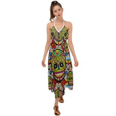 Sugar Skulls Halter Tie Back Dress  by ExtraAwesomeSauce