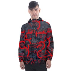 Tech - Red Men s Front Pocket Pullover Windbreaker by ExtraAwesomeSauce