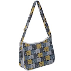 Cute Cat Pattern Zip Up Shoulder Bag by ExtraAwesomeSauce