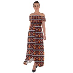 Native American Pattern Off Shoulder Open Front Chiffon Dress by ExtraAwesomeSauce