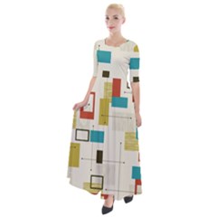 Retro Pattern Vintage Half Sleeves Maxi Dress