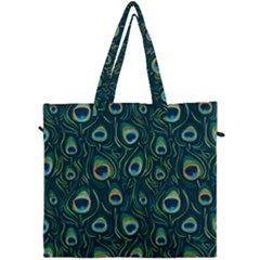 Watercolor Peacock Feather Pattern Canvas Travel Bag by ExtraAwesomeSauce