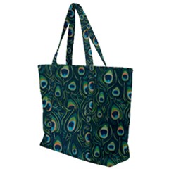 Watercolor Peacock Feather Pattern Zip Up Canvas Bag by ExtraAwesomeSauce