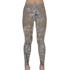 Linear Textured Botanical Motif Design Classic Yoga Leggings by dflcprintsclothing