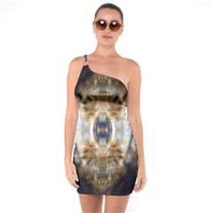 Retro Hippie Vibe Trippy Psychedelic One Soulder Bodycon Dress by CrypticFragmentsDesign