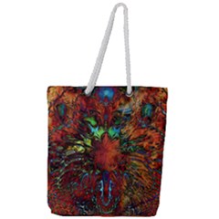 Boho Hippie Trippy Floral Pattern Full Print Rope Handle Tote (large)