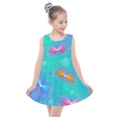 Non Seamless Pattern Blues Bright Kids  Summer Dress by Dutashop