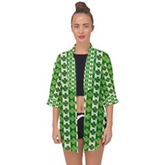 Clover Leaf Shamrock St Patricks Day Open Front Chiffon Kimono