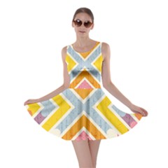 Line Pattern Cross Print Repeat Skater Dress by Dutashop