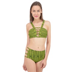 Fern Texture Nature Leaves Cage Up Bikini Set by Dutashop