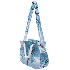 Crystal Blue Tree Rope Handles Shoulder Strap Bag by icarusismartdesigns