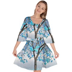 Crystal Blue Tree Velour Kimono Dress by icarusismartdesigns