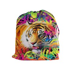 Tiger In The Jungle Drawstring Pouch (xl) by icarusismartdesigns