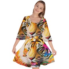 Tiger In The Jungle Velour Kimono Dress by icarusismartdesigns