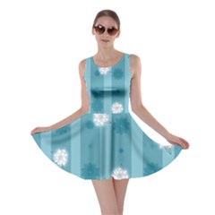 Gardenia Flowers White Blue Skater Dress by Dutashop