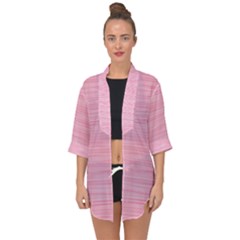 Pink Knitted Pattern Open Front Chiffon Kimono