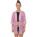 Pink knitted pattern Open Front Chiffon Kimono View1