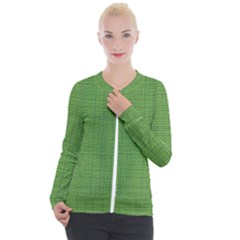 Green Knitted Pattern Casual Zip Up Jacket by goljakoff