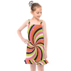 Psychedelic Groovy Orange Kids  Overall Dress