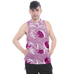 Folk Floral Pattern  Flowers Print  Men s Sleeveless Hoodie