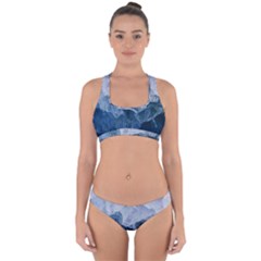 Blue Ice Mountain Cross Back Hipster Bikini Set