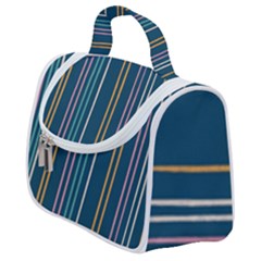 Multicolored Stripes On Blue Satchel Handbag by SychEva