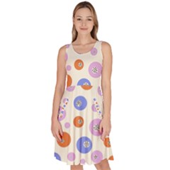 Multicolored Circles Knee Length Skater Dress With Pockets by SychEva