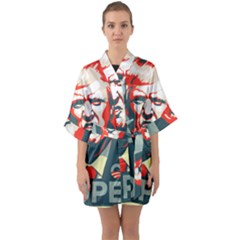 Trump Nope Half Sleeve Satin Kimono  by goljakoff