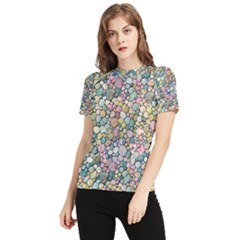 Multicolored Watercolor Stones Women s Short Sleeve Rash Guard by SychEva