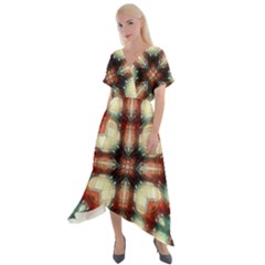 Royal Plaid  Cross Front Sharkbite Hem Maxi Dress by LW41021