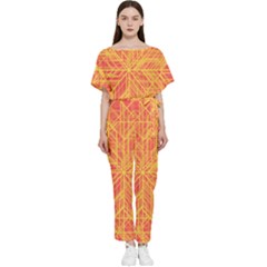 Orange/yellow Line Pattern Batwing Lightweight Jumpsuit by LyleHatchDesign