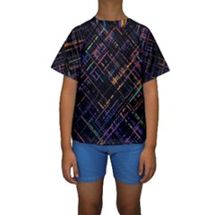 Criss-cross Pattern (multi-colored) Kids  Short Sleeve Swimwear by LyleHatchDesign