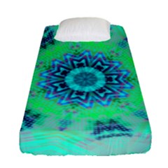 Blue Green  Twist Fitted Sheet (single Size) by LW323