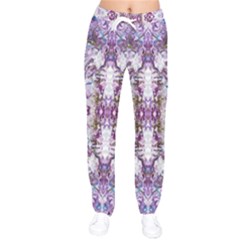 Intricate Lilac Women Velvet Drawstring Pants by kaleidomarblingart