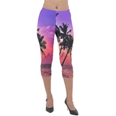 Ocean Paradise Lightweight Velour Capri Leggings  by LW323