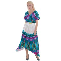 Peacock Cross Front Sharkbite Hem Maxi Dress by LW323