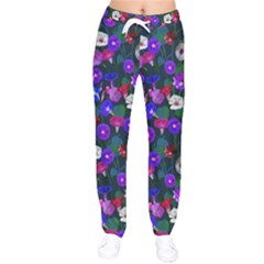 Watercolor Flowers  Bindweed  Liana Women Velvet Drawstring Pants by SychEva