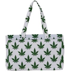 Weed At White, Ganja Leafs Pattern, 420 Hemp Regular Theme Canvas Work Bag by Casemiro