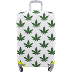 Weed At White, Ganja Leafs Pattern, 420 Hemp Regular Theme Luggage Cover (large) by Casemiro