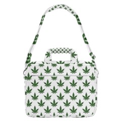 Weed At White, Ganja Leafs Pattern, 420 Hemp Regular Theme Macbook Pro Shoulder Laptop Bag (large) by Casemiro