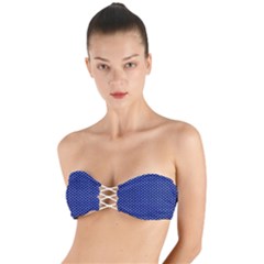 Stars Blue Ink Twist Bandeau Bikini Top