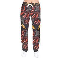 Folk Floral Pattern  Abstract Flowers Surface Design  Seamless Pattern Women Velvet Drawstring Pants by Eskimos