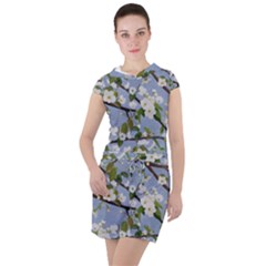 Pear Branch With Flowers Drawstring Hooded Dress by SychEva