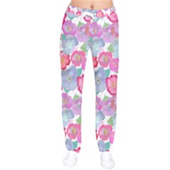 Bright, Joyful Flowers Women Velvet Drawstring Pants by SychEva