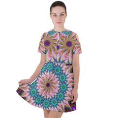 Mandala Short Sleeve Shoulder Cut Out Dress  by SoLoJu