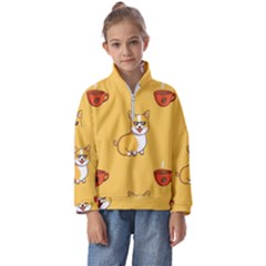 Corgi And Coffee Kids  Half Zip Hoodie by Bigfootshirtshop