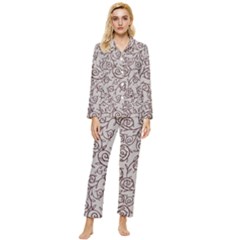 Curly Lines Womens  Long Sleeve Pocket Pajamas Set by SychEva