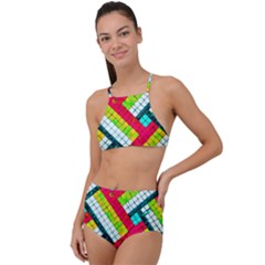 Pop Art Mosaic High Waist Tankini Set by essentialimage365