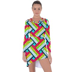 Pop Art Mosaic Asymmetric Cut-out Shift Dress by essentialimage365